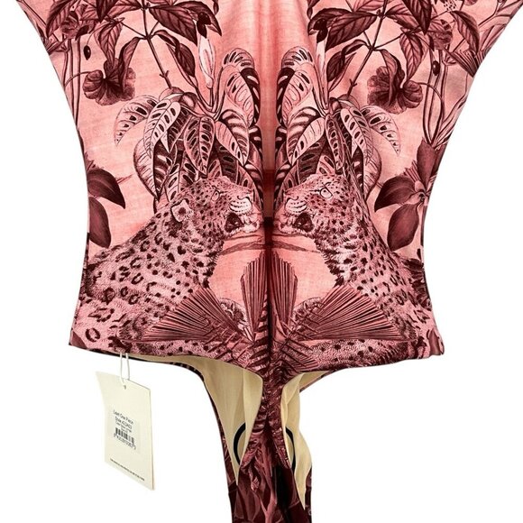 NWT Carolina K Liset One Piece Swimsuit Sepia Jungle Deep V Neck Back Size XS - Picture 6 of 10